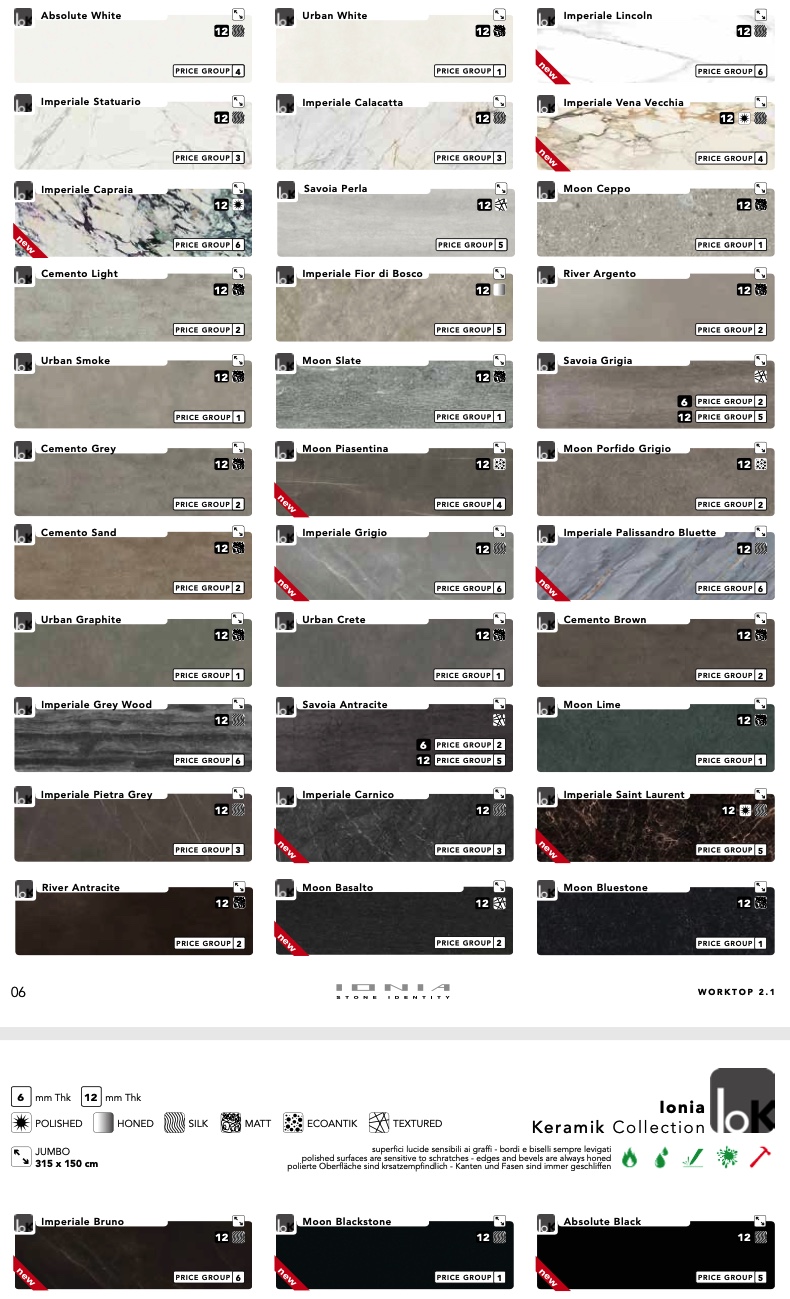 Arbeitsplatte aus Keramik von Ionia