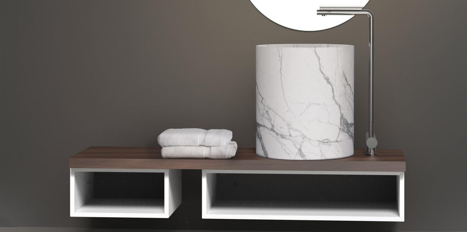 Massivbecken aus Carrara Marmor